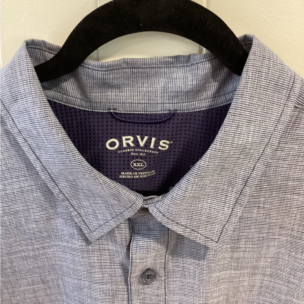 Orvis Men's Light Blue Micro-Check Button-Down Shirt